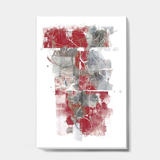 Designart - Moving In and Out of Traffic I Red Grey